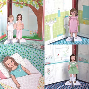 Printable PAPER Doll HOUSE Backgrounds set pdf instant image 2