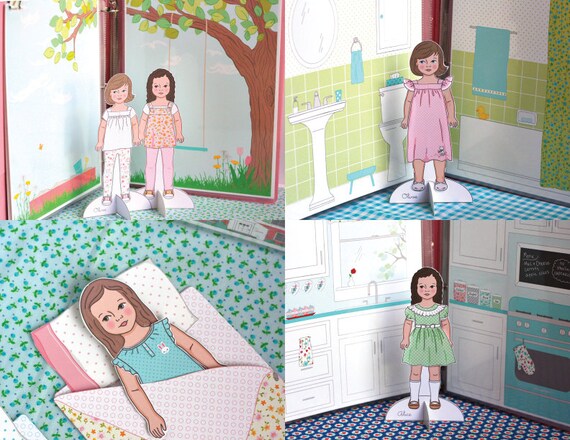 Printable PAPER Doll HOUSE Backgrounds Set Pdf Instant - Etsy