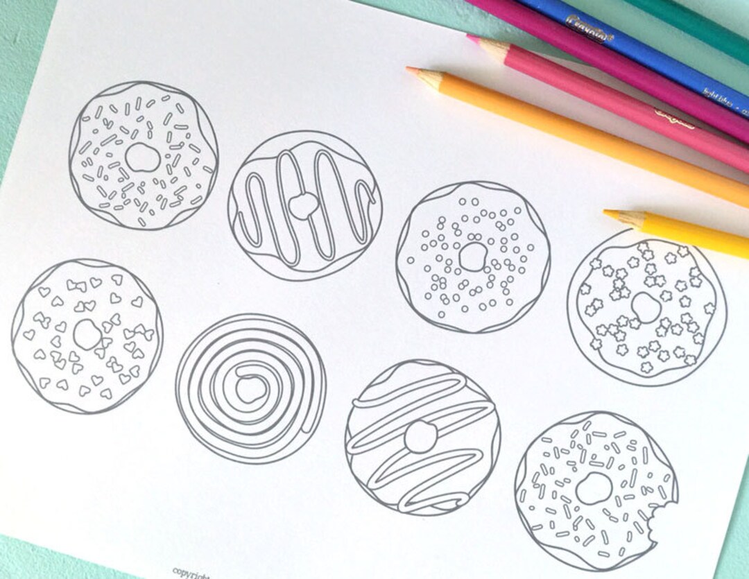 Printable DOUGHNUTS Coloring Page- Digital File- Instant Download ...