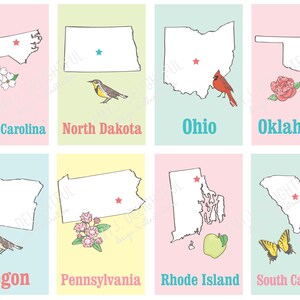 Printable STATES Flashcards Digital File Instant Download state symbols, abbreviations, educational, homeschool, capitals, decor, USA image 7