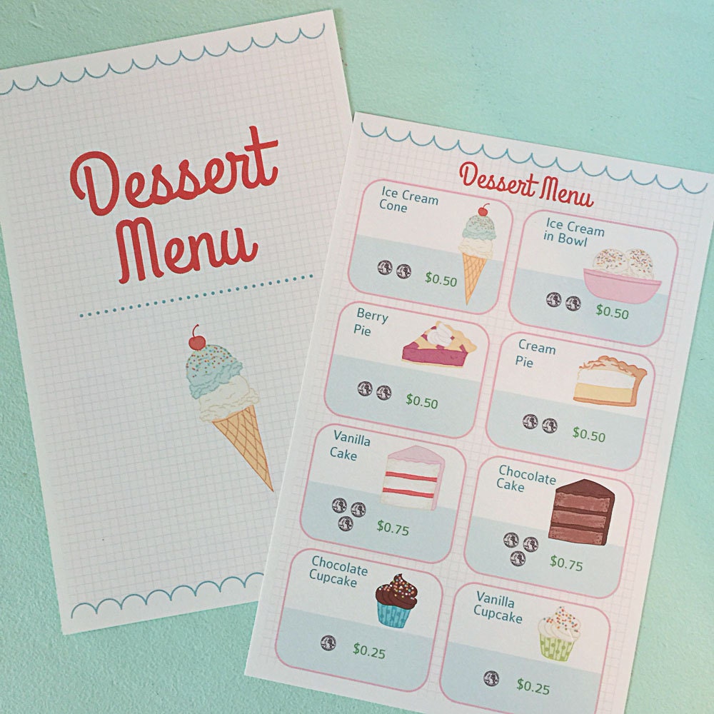 Pretend Play RESTAURANT SET Printables Instant PDF Download Etsy