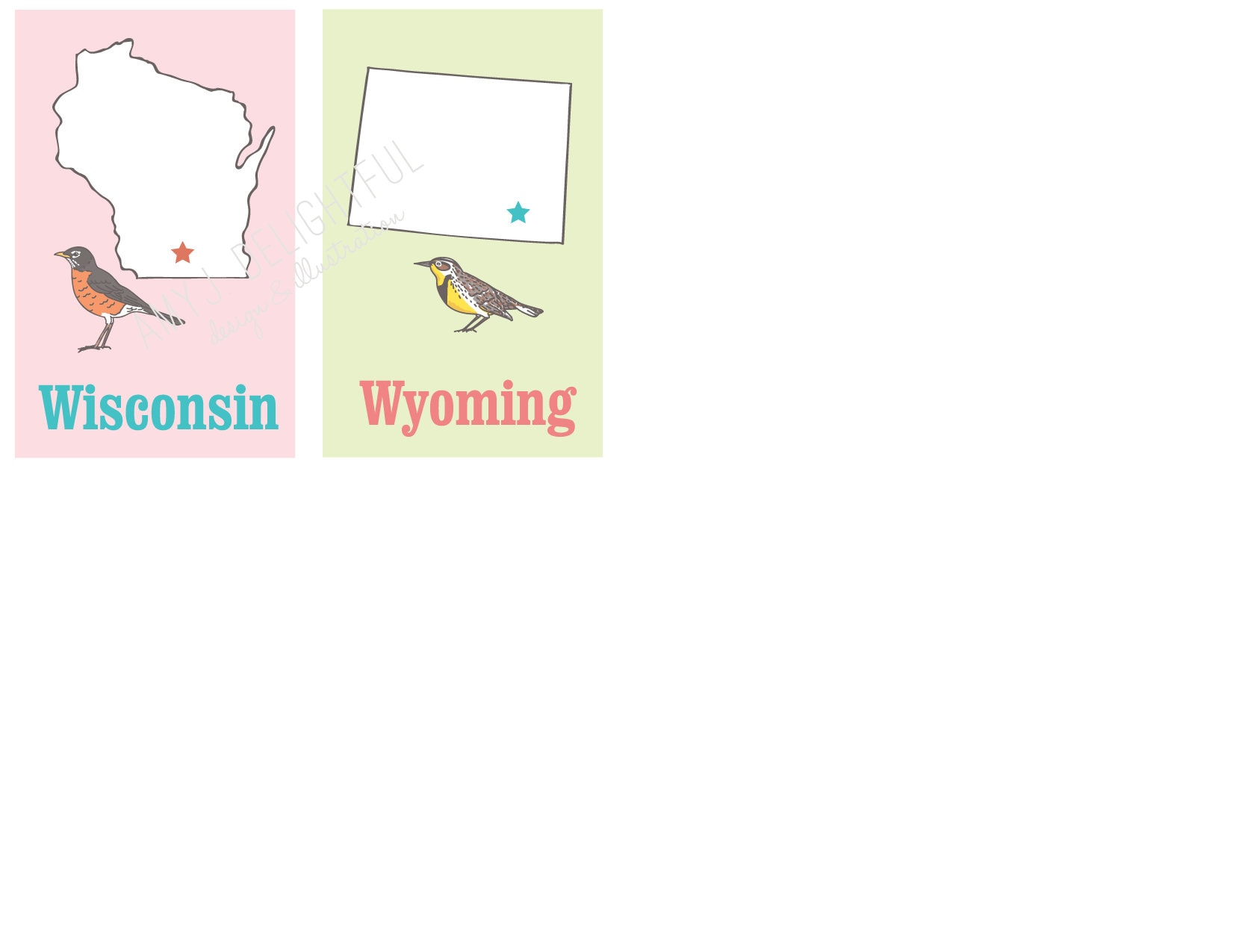 Printable STATES Flashcards Digital File Instant Download | Etsy