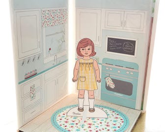 Printable MINI Paper Doll HOUSE Backgrounds set- pdf instant download - use to make a Travel Doll House, on-the-go, Calico Critters