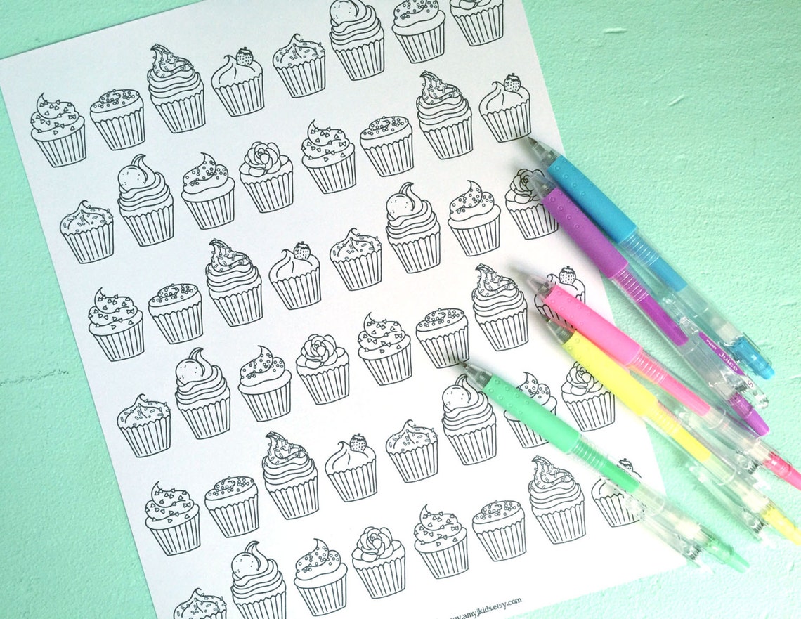 Printable MINI CUPCAKES Coloring Page- Digital File- Instant Download ...