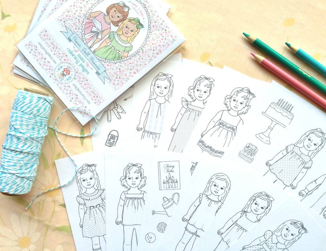 Paper Doll Friends MINI COLORING PAGES - Digital File- Instant Download ...
