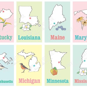 Printable STATES Flashcards Digital File Instant Download state symbols, abbreviations, educational, homeschool, capitals, decor, USA image 5