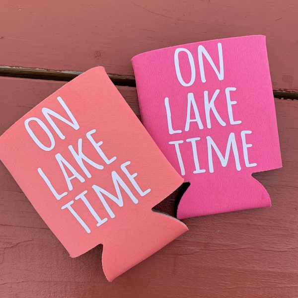 On Lake Time Can Cooler, Vacation Can Cooler, Beach, Trip, Personalized, Family Vacation, Lake, Vacation, Lake, Can Cooler, Spring Break
