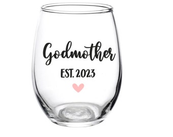 Godmother Wine Glass, Godmother Glass, Godmother Proposal, Fairy Godmother, Godmother Gift, Wine Glass, Baptism, Favor, Personalized, Gift