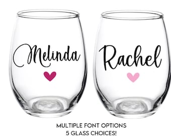 Personalized Wine Glass, Your Name, Wine Glass, Bridal Party, Name Glass, Girls Weekend, Your Text, Friends, Gift, Wedding, Favor, Valentine