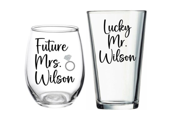 Future mrs one lucky mr wine glass beer glass gift box set