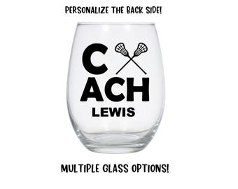 Lacrosse Coach Glass, Coach Gift, Lacrosse, Wine Glass, Beer Glass, Personalized, Lacrosse Gift, Gift for Coach, Banquet, Team, Coaches