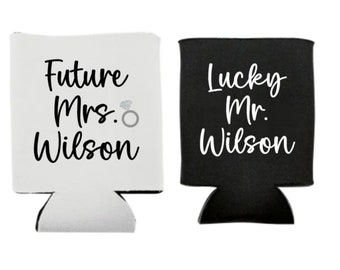 Future Mrs and Lucky Mr, Can Cooler, Engagement Gift, Engagement, Future Mrs, Lucky Mr, Engagement Ring, Bride to be, Party, Favor, Gift