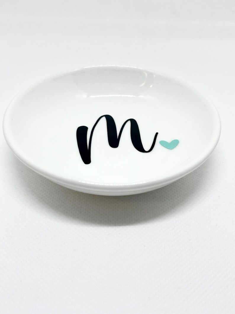 Initial Ring Dish, Ring Dish, Ring Holder, Trinkey Tray, Gift, Favor, Birthday, Valentine's Day, Wedding, Your Name, Personalized, Heart image 2