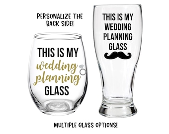 Personalized Wedding Planning Glass, Engagement Gift, Gift for Couple, Couple Engagement, Wine Glass, Ring, Future Mrs, Bride to be, Wedding