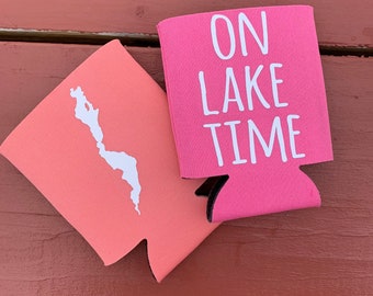On Lake Time Can Cooler, On Lake Time, Beer Holder, Beach, Lake Trip, Personalized, Family Vacation, Vacation, Lake, Spring Break, Seltzer