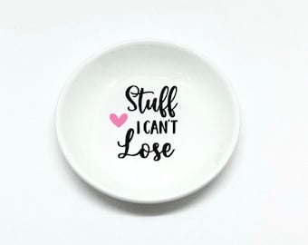 Stuff I can't lose ring dish, Ring Dish, Ring Holder, Personalized, Trinket Tray, Jewlery Dish, Personalized Ring Dish, Gift, Rings, Heart