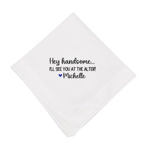 I'll see you at the alter Handkerchief, Wedding Handkerchief, Gift for Groom, Future Husband, Wedding Day Gift, Personalized Handkerchief