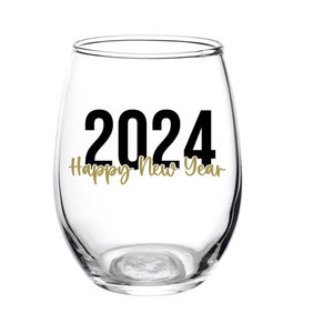 Happy New Year Glass Happy New Year New Year Wine Glass - Etsy