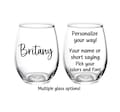 Personalized Wine Glass, Your Name, Glass, Girls Weekend, Bridal Party, Custom, Personalized, Wine Glass, Birthday, Gift, Favor, Your Text