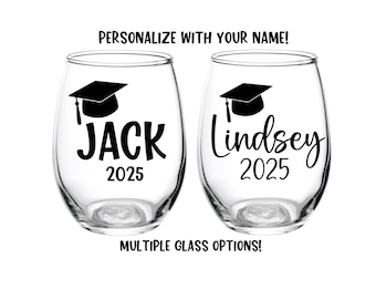 Verre de remise des diplômes, Cadeau de remise des diplômes, Verre à vin, Cadeau pour les diplômés, Promotion 2025, Remise de diplôme, Diplômé de l'université, Faveur, Fête de fin d'études, Votre nom, 2025, Bière