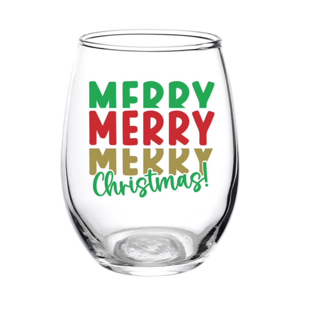 Merry Christmas Glass, Christmas Glass, Christmas Wine Glass, Christmas
