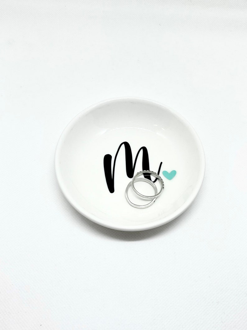 Initial Ring Dish, Ring Dish, Ring Holder, Trinkey Tray, Gift, Favor, Birthday, Valentine's Day, Wedding, Your Name, Personalized, Heart image 3