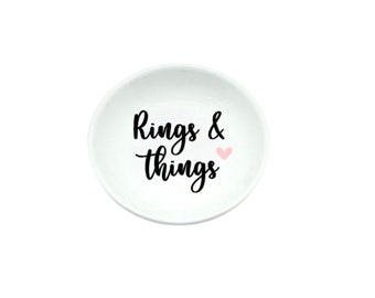 Ring and Things, Personalized Ring Dish, Ring Holder, Trinket Dish, Jewelry Dish, Bridal Party, Favor, Gift, Birthday, Engagement, Wedding