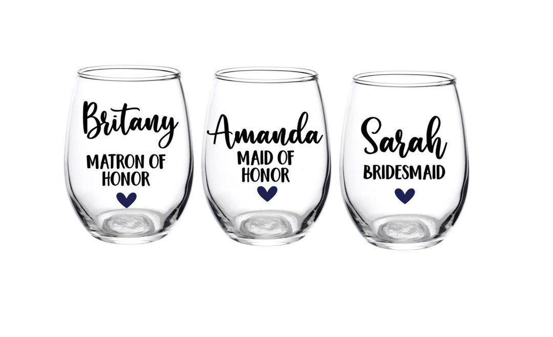 Bridal Party Wine Glass, Bridal Party, Bride, Maid of Honor, Bridesmaid