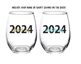 Class of 2024 Glass, Graduation Glass, Graduation Gift, Class of 2024, Graduation, Favor, Grad, Party, Personalized, College Grad, 2024, Cap