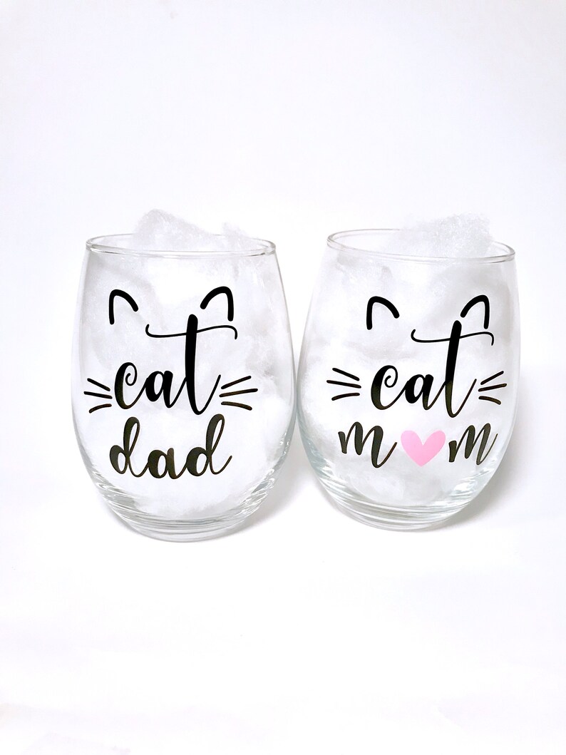Crazy Cat Lady Cat Dad Cat Mom and Cat Dad Wine Glass Cat Lover Gift Cat Lover Gift New Cat Cat Parents Cat Mom Crazy Cat Lady Gift
