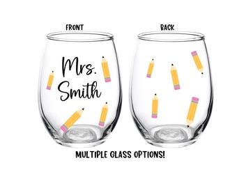 Verre personnalisé pour professeur, Cadeau pour professeur, Verre pour professeur, Verre à vin, Verre à bière, Fin d'année scolaire, Enfants, Crayons, Aide-enseignant, Enseignant