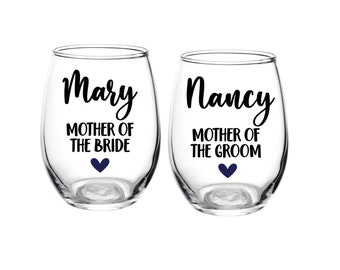 Mother of the Bride, Mother of the Groom, Wine Glass, Personalized, Your Name, Bridal Party, Wedding, Gift, Favor, Beer Glass, Mom, Party