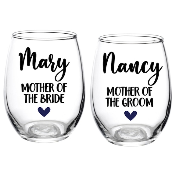 Mother of the Bride, Mother of the Groom, Wine Glass, Personalized, Your Name, Bridal Party, Wedding, Gift, Favor, Beer Glass, Mom, Party