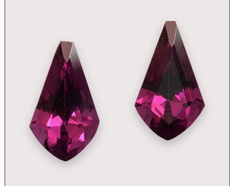 Rhodolite Garnet Chandelier-Shaped/Kite-Shaped Faceted Pair