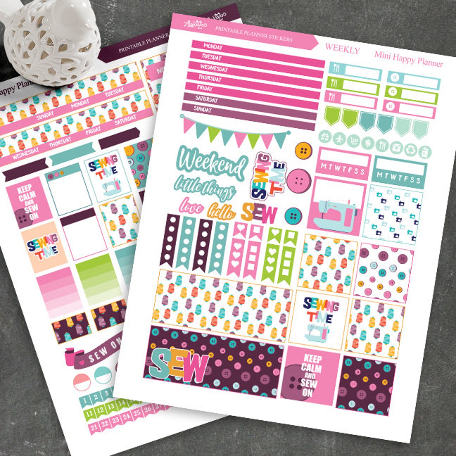 Sewing Time Planner Stickers for MINI Happy Planner Printable Etsy