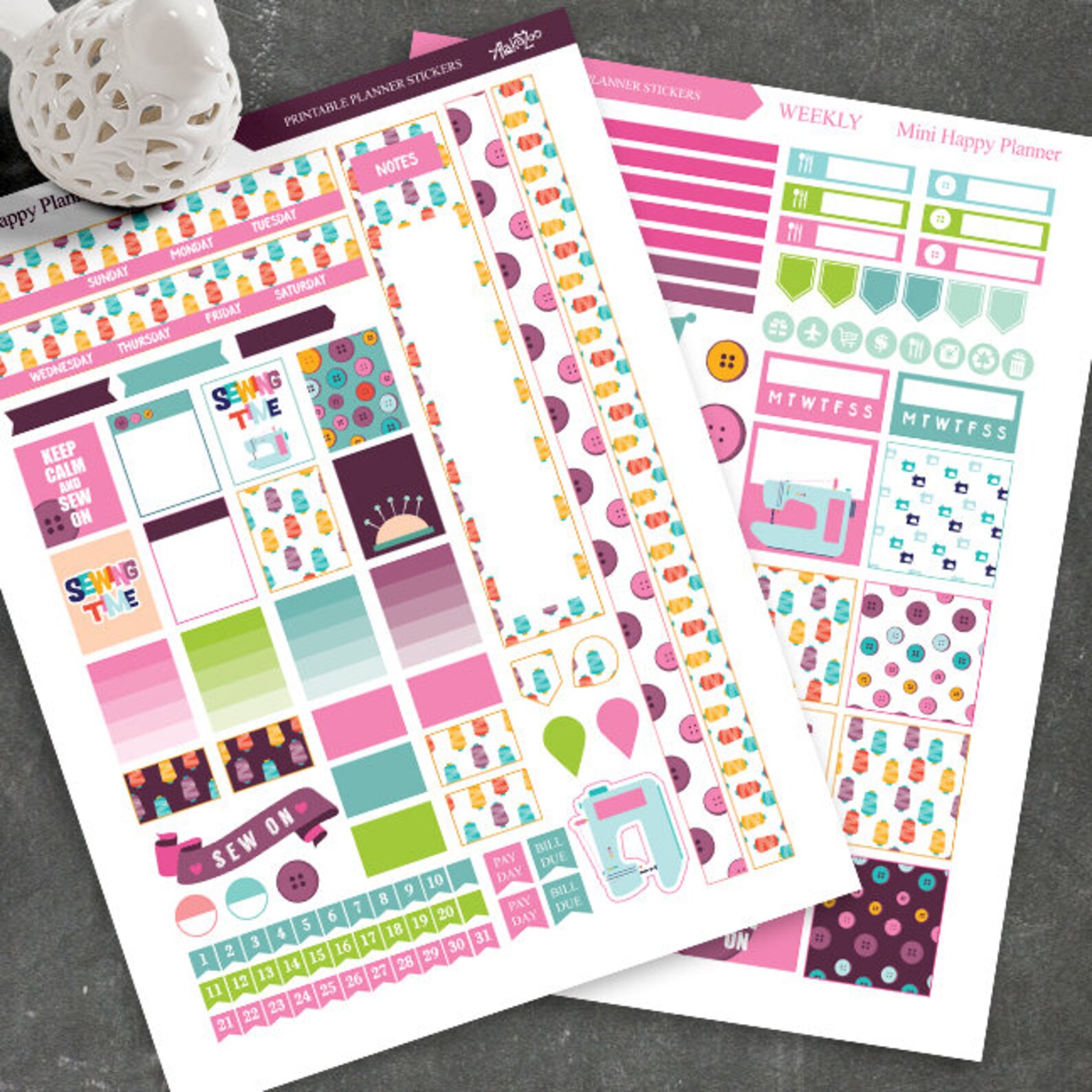 Sewing Time Planner Stickers for MINI Happy Planner Printable Etsy