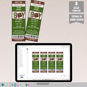 Printable Football Baby Shower Invitation Template. Baby Boy.American Football Baby Shower Ticket Template. Editable.
