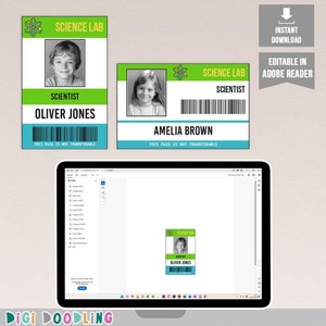 Modelo de crachá de cientista. Lembrancinhas de festa científica. Fantasia de cientista. Crachá de cientista. Crachá de identificação de cientista para impressão. Brincadeira de faz de conta.