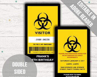 Science Party ID Badge. Mad Scientist ID Badge Template. | Etsy