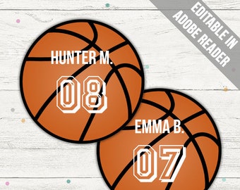 Basketball Tags (5 Inch). Basketball Centerpiece. Basketball Party Decor. Printable PDF (EDITABLE). Instant Download.