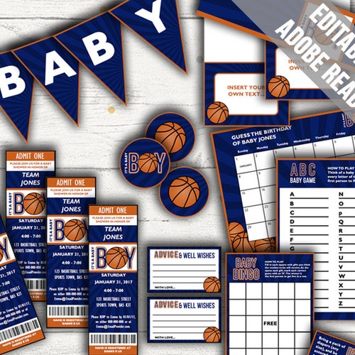 Basketball Baby Shower. Baby Boy. Includes Editable Baby Etsy