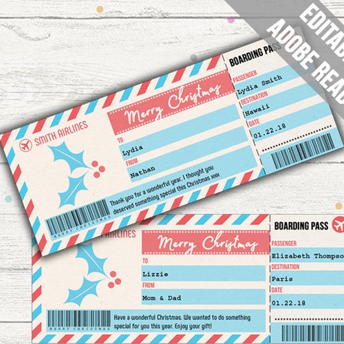 Surprise Trip Ticket Airplane Ticket Boarding Pass - Etsy