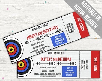 Archery Party Invitation. Archery Invite. Archery Birthday Party. Target Invitation. Editable. Printable. Instant Download.