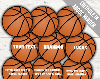 Basketball Tags (Basketball Party Decor). Printable PDF (EDITABLE). Instant Download.