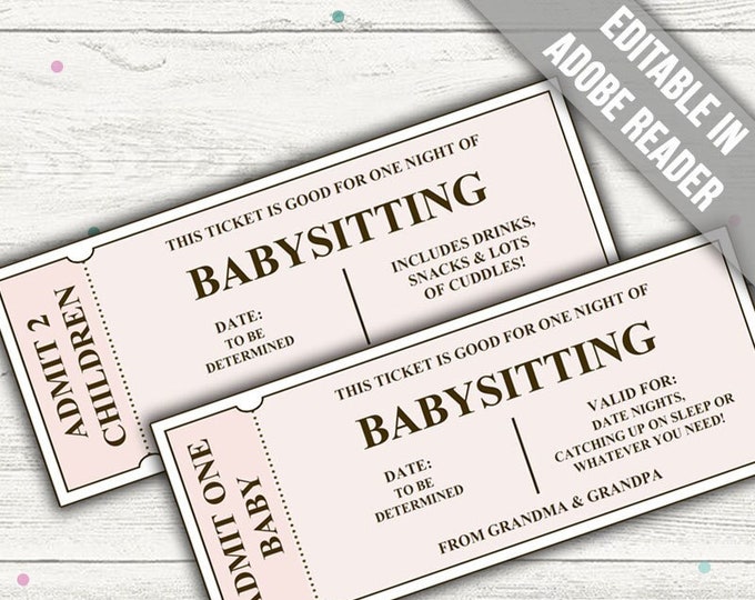 Editable Christmas Babysitting Gift Coupon babysitting Voucher Template