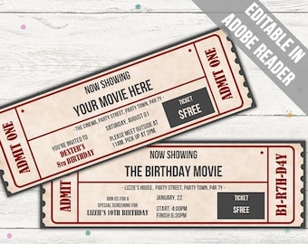 Cinema Ticket Etsy