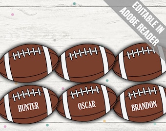 Football Tags (Football Party Decor/ Favor Tags). Printable PDF (EDITABLE). Instant Download.