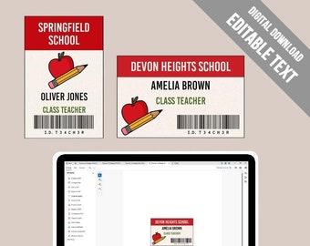 Teacher ID Badge Template: Pretend Play Costume Name Tag (Digital Download)