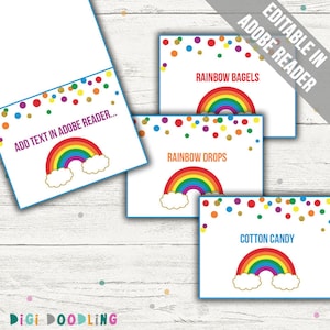 Rainbow Food Labels rainbow Party Decor. Editable. - Etsy