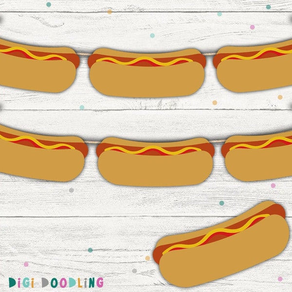 Printable Hotdog Banner. Hot Dog Banner. Hot Dog Party. Hotdog Party.  Fast Food Party Decor. BBQ Party Decor. Instant Download.